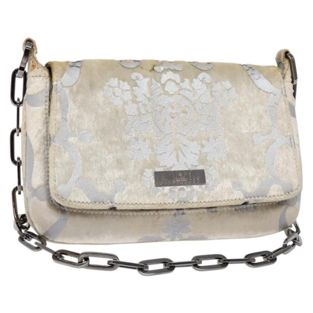 Authentic GUCCI Chain Shoulder Bag Velor White 007 2033 1705 - Picture 1 of 16